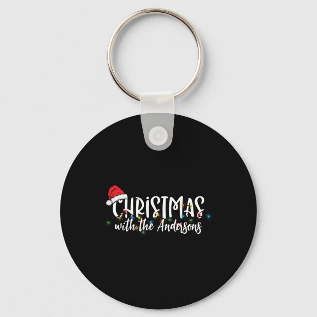 Matching Family String Lights Santa Hat Christmas  Key Ring (Front)