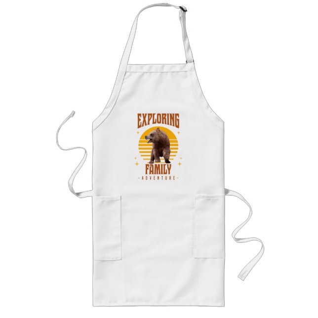 Matching Family Vacation Bear Adventure Style Long Apron (Front)
