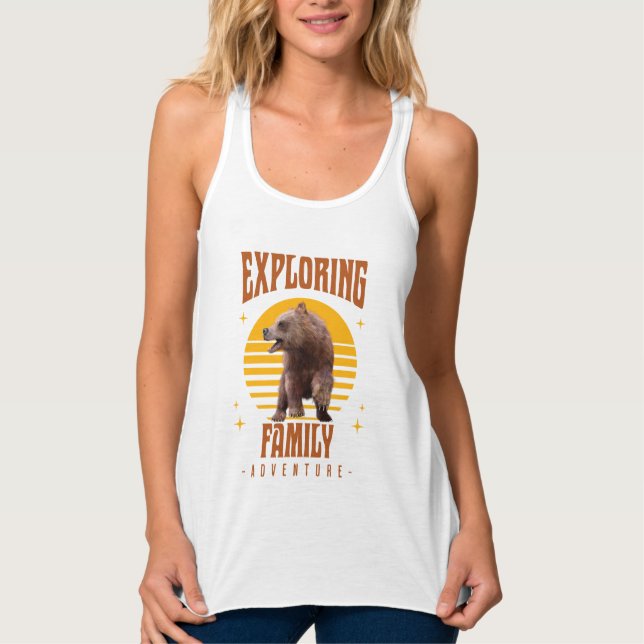 Matching Family Vacation Bear Adventure Style Singlet (Front)