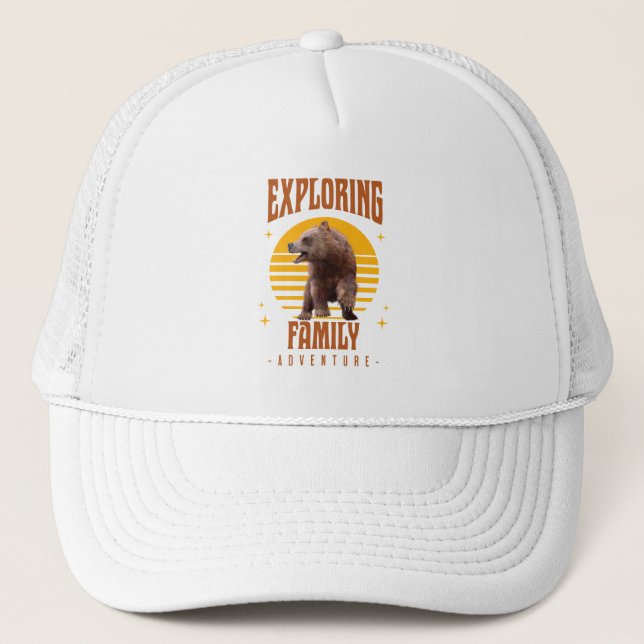 Matching Family Vacation Bear Adventure Style Trucker Hat (Front)
