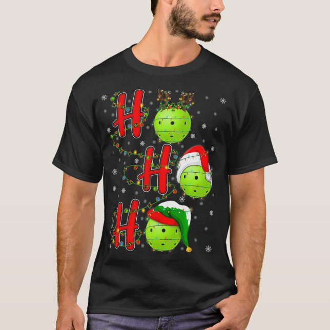 Matching Family Xmas Santa Ho Ho Ho Pickleball Chr T-Shirt (Front)