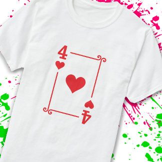 Matching Four Hearts Suit Playing Cards Modern 4 T-Shirt