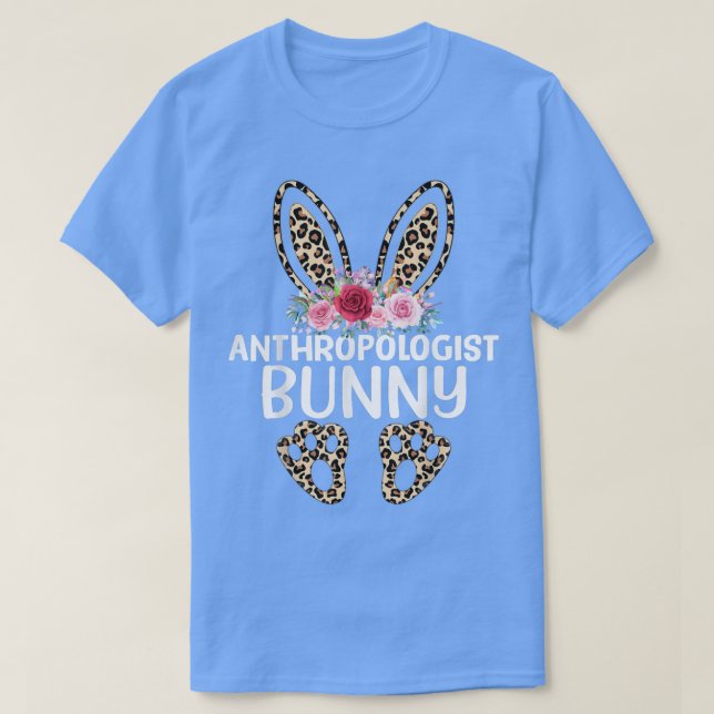 Matching Funny Leopard Print Bunny Anthropologist  T-Shirt (Design Front)