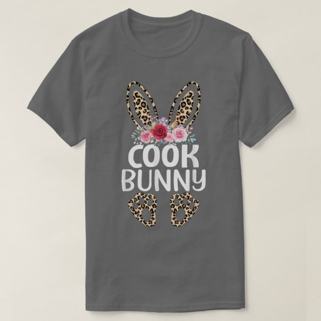 Matching Funny Leopard Print Bunny Cook Easter  T-Shirt (Design Front)