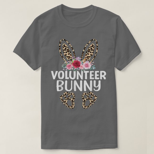 Matching Funny Leopard Print Bunny Volunteer Easte T-Shirt (Design Front)