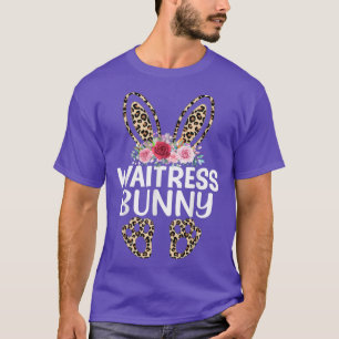 Matching Funny Leopard Print Bunny Waitress Easter T-Shirt