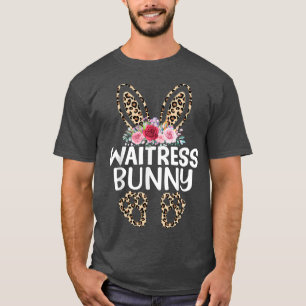 Matching Funny Leopard Print Bunny Waitress Easter T-Shirt