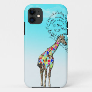 Matching giraffe love heart iphone covers