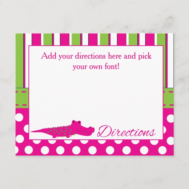 Matching Girl Alligator Direction Card (Front)