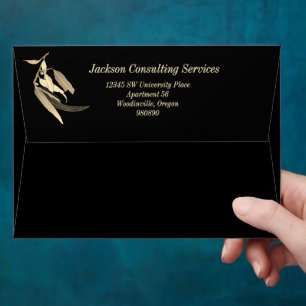 Matching Gold Foil Black Eucalyptus Christmas Envelope