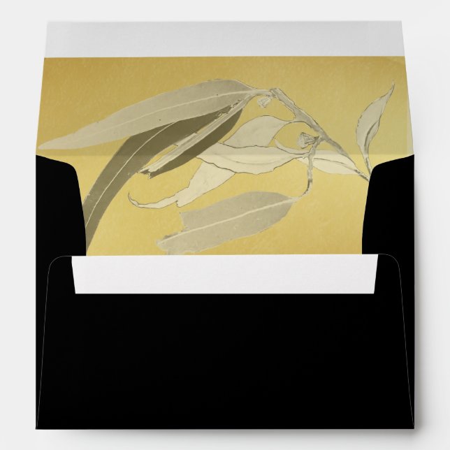 Matching Gold Foil Black Eucalyptus Christmas  Envelope (Back (Bottom))