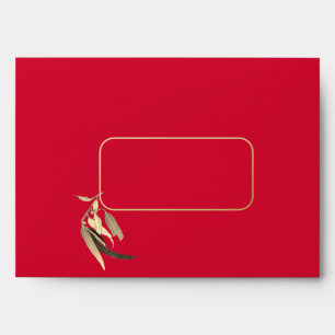 Matching Gold Foil Red Eucalyptus Christmas card Envelope