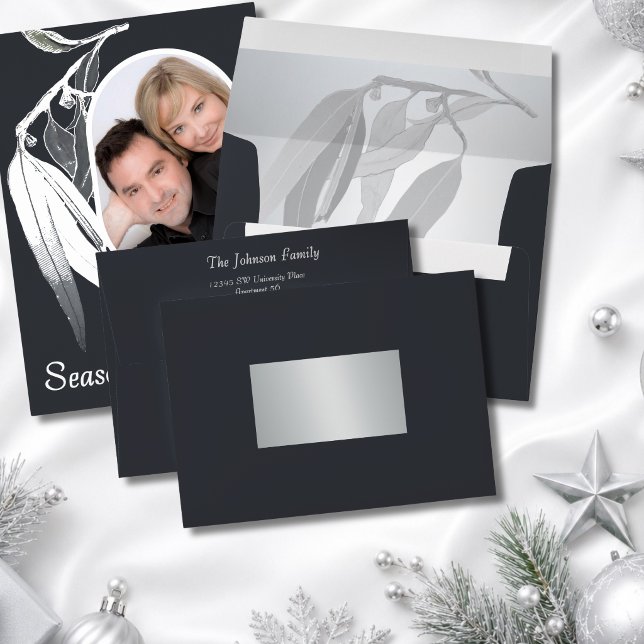 Matching Grey Silver Foil Eucalyptus Christmas  Envelope (Creator Uploaded)