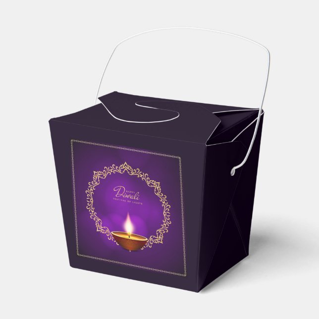 Matching Happy Diwali Purple Favour Box (Front Side)