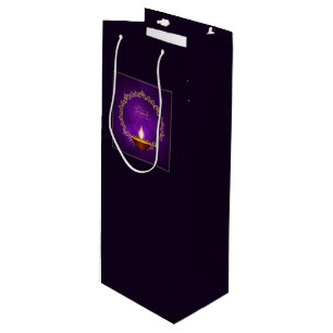 Matching Happy Diwali Purple Wine Gift Bag