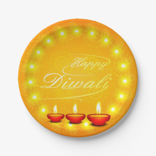 Matching Happy Diwali Yellow 7" Plate