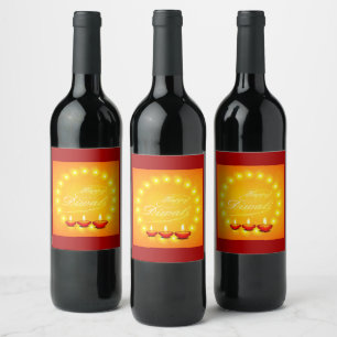 Matching Happy Diwali Yellow Wine Label