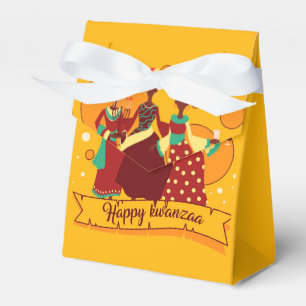 Matching Happy Kwanzaa 3 Ladies Yellow Favour Box