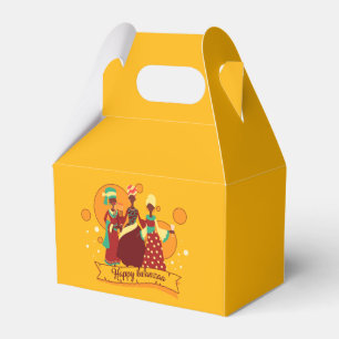 Matching Happy Kwanzaa 3 Ladies Yellow Favour Box