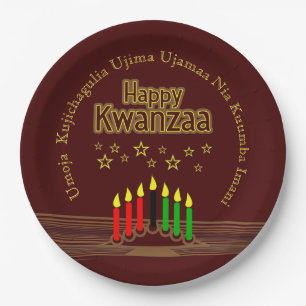 Matching Happy Kwanzaa Seven Principles 9" Paper Plate