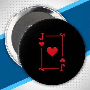 Matching Jack Hearts Suit Playing Cards Modern 10 Cm Round Badge