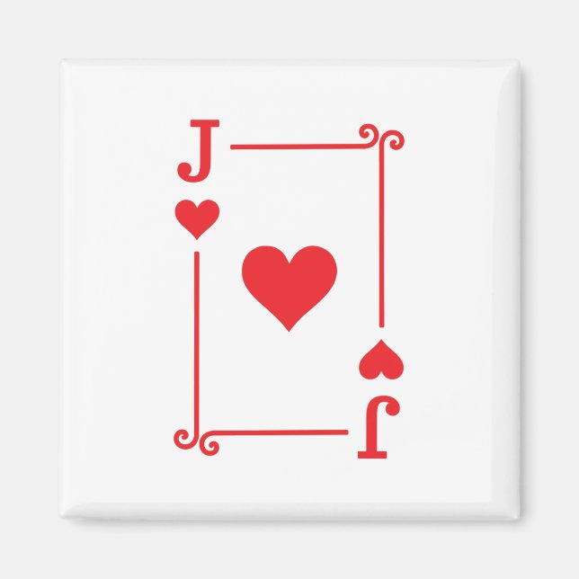 Matching Jack Hearts Suit Playing Cards Modern Magnet (Front)