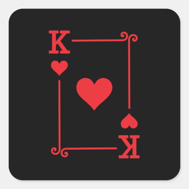 Matching King Hearts Suit Playing Cards Modern Square Sticker (Front)
