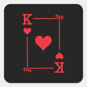 Matching King Hearts Suit Playing Cards Modern Square Sticker