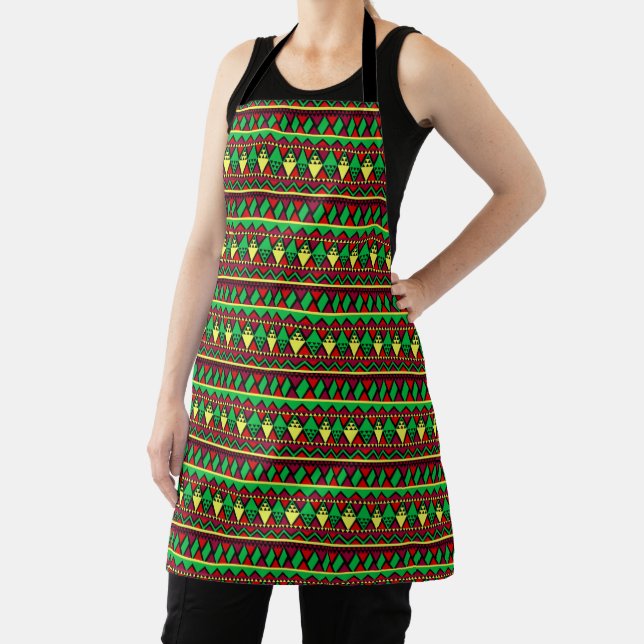 Matching Kwanzaa Yellow Red Black Green Apron (Insitu)