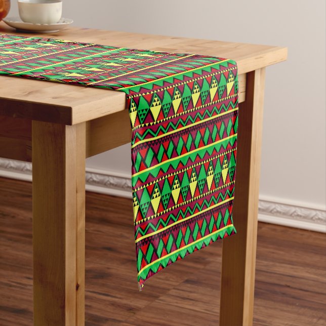 Matching Kwanzaa Yellow Red Black Green Medium Table Runner (In Situ)