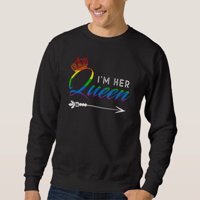 Matching Lesbian Couple Her Queen Girlfriend Pride Sweatshirt (Front)