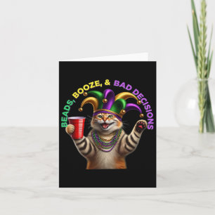 Matching Mens Womans Funny Meowdi Gras Cat Mardi G Card