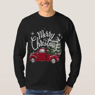 Matching Merry Christmas Tree on Red Truck Car Cos T-Shirt