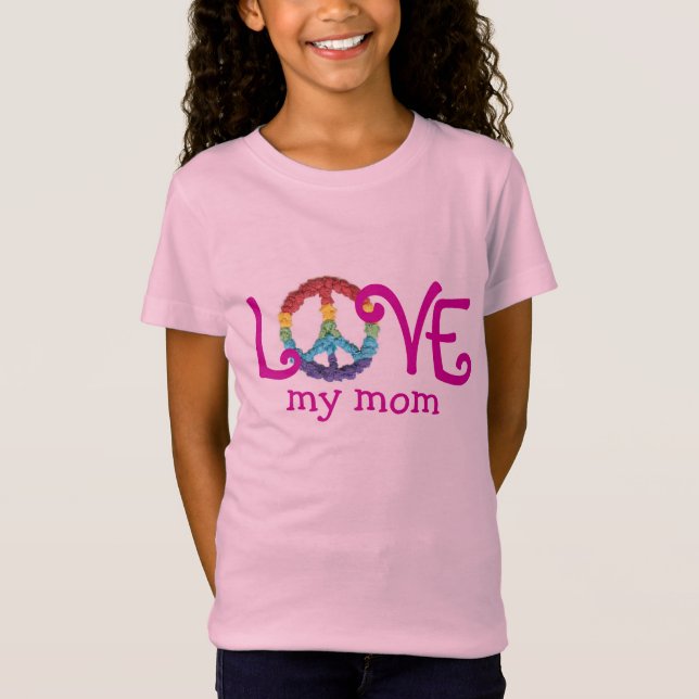 Matching Mum and Daughter Clothes - Peace & Love T T-Shirt (Front)