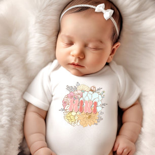 Matching Mummy and me Mini Retro Flowers Baby Bodysuit