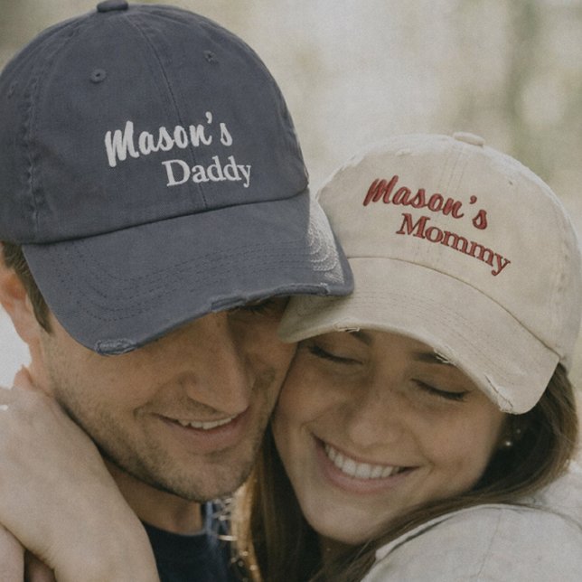 Matching Mummy Daddy embroidered caps set (Creator Uploaded)