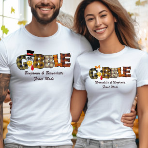Matching Name Thanksgiving Couple Turkey Gobble B T-Shirt