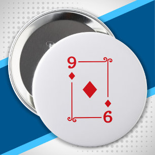 Matching Nine Diamonds Suit Playing Cards Modern 9 10 Cm Round Badge
