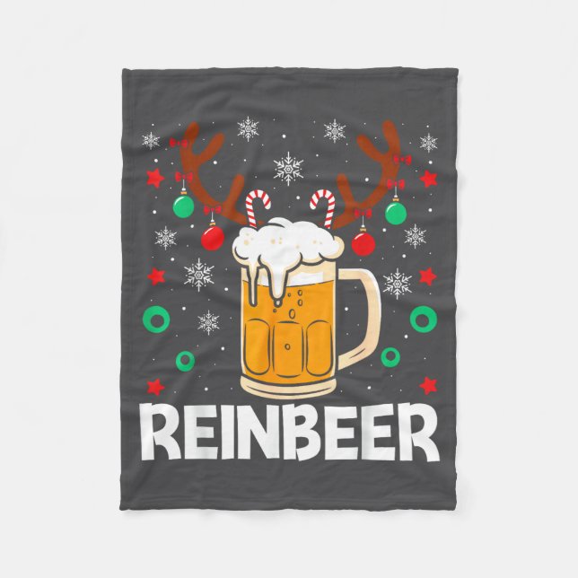 Matching Reinbeer Couples Beer WineDeer Wine Laugh Fleece Blanket (Front)