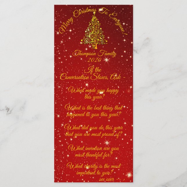 Matching Set Christmas Conversation Starters Card (Front)