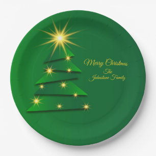 Matching Set Green Tree Change Name 20xx 9" Paper Plate
