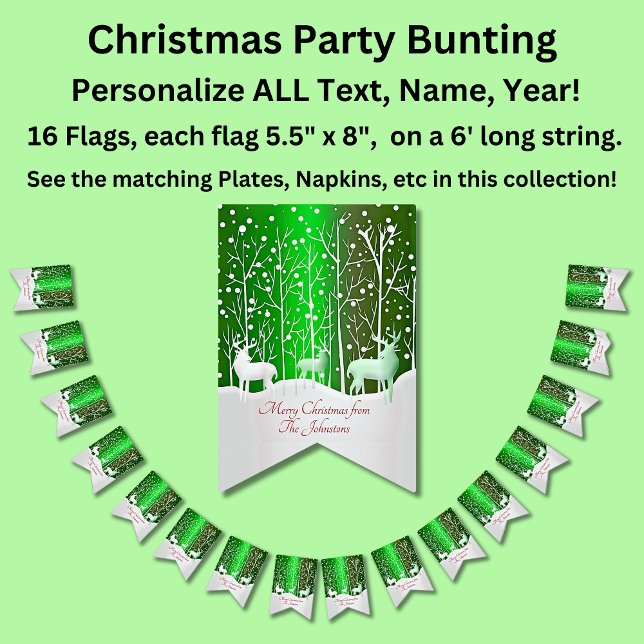 Matching Set White Reindeer Edit Name Green Bunting (Creator Uploaded)
