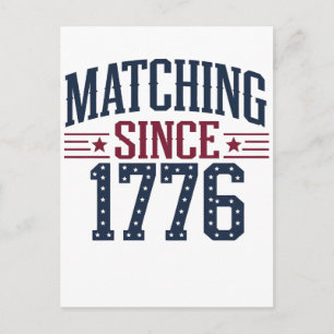 Matching Since 1776 250th Anniversary 4th of July  Postcard