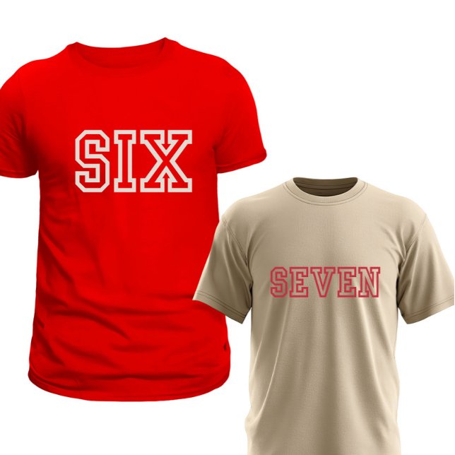 Matching Six and Seven Font Based Couple T-Shirt (Creator Uploaded)