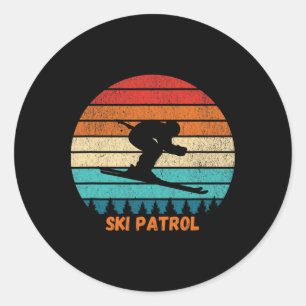 Matching Ski Patrol Ski Resort Winter Skiing Sunse Classic Round Sticker