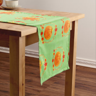 Matching Thanksgiving Watercolor Pumpkin 16"x 108" Long Table Runner