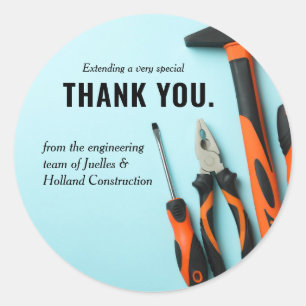 Matching Toolset Construction   Thank You Classic Round Sticker