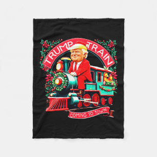 Matching Trump Train Coming To Town Trump 2024 Xma Fleece Blanket