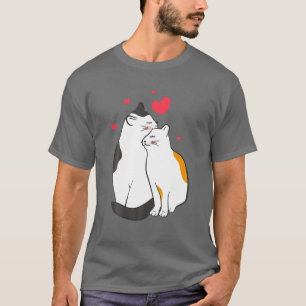 Matching Valentines Day Red Heart Cute Cats Couple T-Shirt