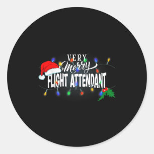 Matching Very Merry Flight Attendant Christmas Classic Round Sticker